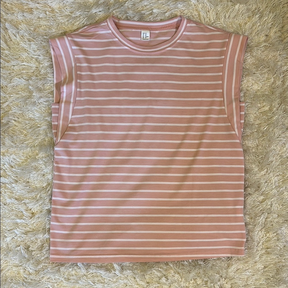 Striped Sleeveless Top in Pink and White